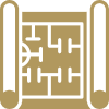 Blueprint scroll with room layout